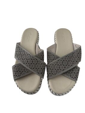 Ilse Jacobsen Tulip 1575L Grey Platform Slide Sandals 38 NWOB Store Return